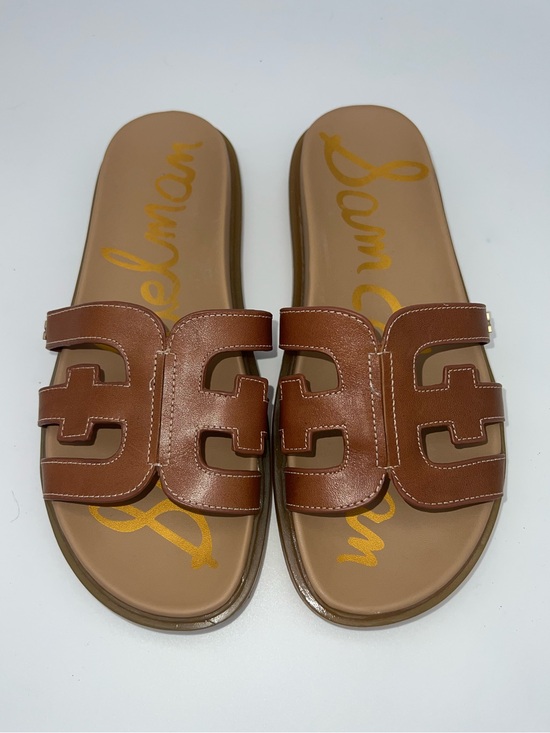 Sam Edelman Shoes - Sam Edelman Valeri Cognac brown Leather Cutout Slides Sandals size 8 Wide